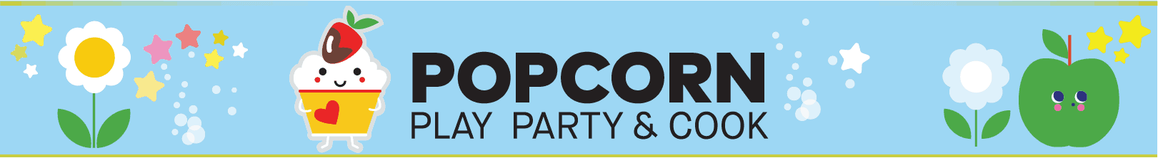 Popcorn- Play, Party & Cook Logo