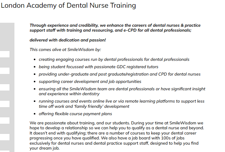 London Academy of Dental Nurse Training Logo